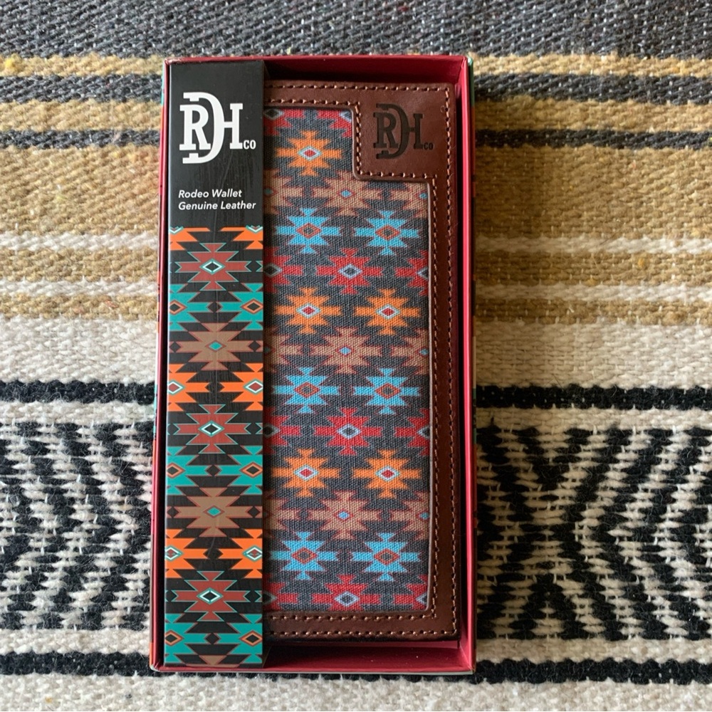 Red Dirt Hat Company Aztec Pattern Leather/Canvas - Multicolor Rodeo Wallet